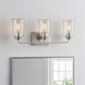 Hampton Bay Evangeline. 3-Light Brushed Nickel Bathroom Vanity Glass Shades